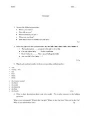 English Worksheet: test paper