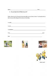 English Worksheet: Household chores Writing