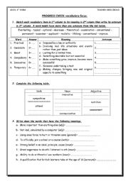 English Worksheet: progress check for 4th year tunisian students