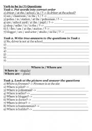 English Worksheet: Verb To Be - Questions