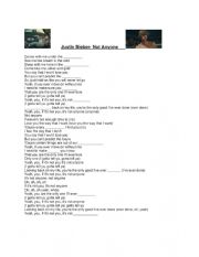 English Worksheet: Anyone- Justin Bieber