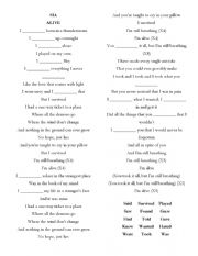 English Worksheet: Simple Past Song -SIA- Alive