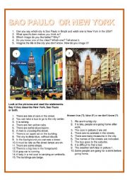 English Worksheet: Picture description - New York or Sao Paulo