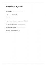 English Worksheet: introduce myself
