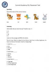 English Worksheet: Elementary ESL Placement Test