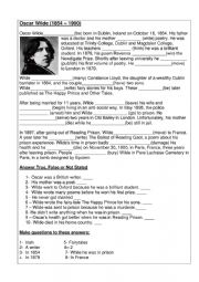 Oscar Wilde Biography (Reading and Grammar tasks)