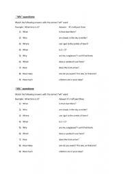 WH questions worksheet (matching questions with answers) 