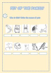 English Worksheet: Pet of the family