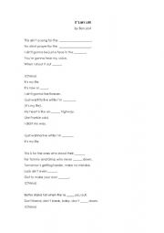 English Worksheet: Bon Jovi, It�s my life (Fill the gaps)