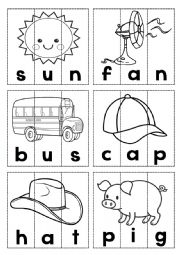 English Worksheet: CVC word scramble game 1