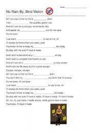 English Worksheet: No Rain- Blind Melon