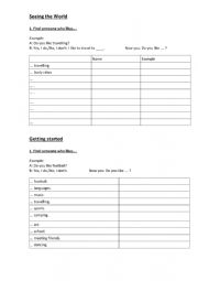 English Worksheet: Find someone who likes - speaking activity