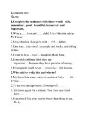 English Worksheet: Literature 