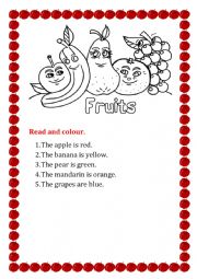 English Worksheet: fruits