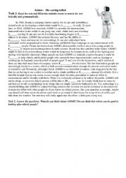 English Worksheet: Asimo - a caring robot for elderly and lonely people