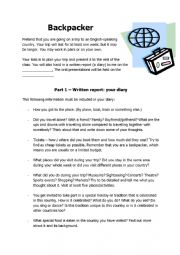 English Worksheet: Backpacker project