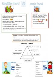 English Worksheet: Healthy food vs junk food