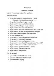 English Worksheet: Classroom Language 
