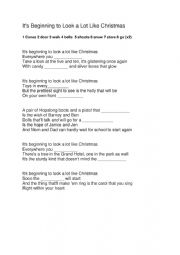English Worksheet: Song activity fill in the gaps It�s beginning to look a lot like Christmas