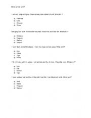 English Worksheet: What animal am I?