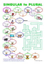 Singular to Plural Crossword with Key