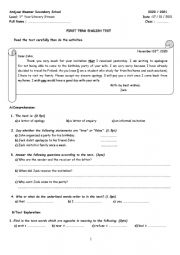 English Worksheet: A letter of apology
