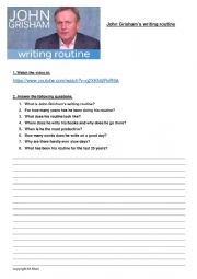 John Grisham�s writing routine - viewing task