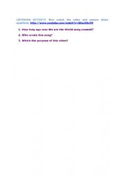 English Worksheet: We are the World. Song