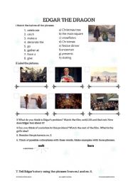 English Worksheet: Edgar the Dragon Christmas Ad Worksheet