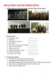 English Worksheet: Harry Potter and the Goblet of fire