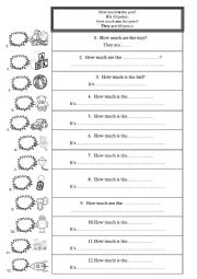 English Worksheet: How much is/how much are the....
