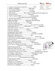 English Worksheet: For or since?
