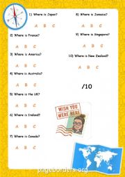 English Worksheet: What country is this quiz A, B or C format accompanying handout