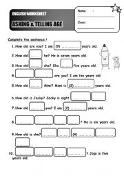 English Worksheet: How old are you?