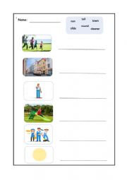 English Worksheet: Write the word and match the picture