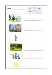 English Worksheet: Write the word and match the picture