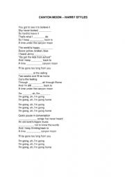 English Worksheet: Complete and fill in the blanks - Canyon Moon Harry Styles