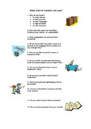 English Worksheet: test What kind of traveller are you