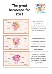 English Worksheet: The great horoscope for 2021