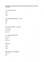 English Worksheet: English 50 Questions� Grammar Test With Answers