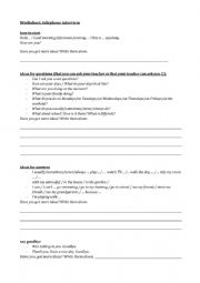 English Worksheet: telephone dialogue