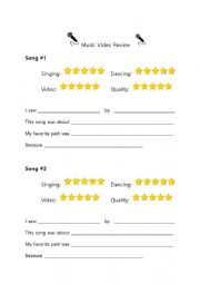 English Worksheet: Music Video Reviews