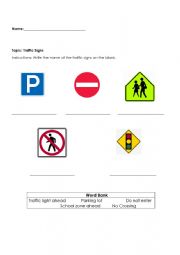 Traffic signs worksheet