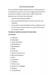 English Worksheet: Oral Presentation Book Report Guidelines