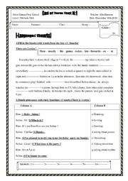 English Worksheet: End of term test n1 7th form
