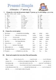 English Worksheet: Present Simple - Affirmative - 3rd person, singular