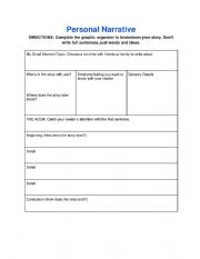 English Worksheet: Brainstorm: Personal Narrative