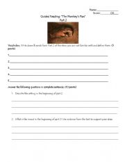 English Worksheet: The Monkey�s Paw Guided Reading 