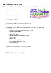 English worksheet: Introduction to EAL