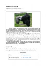 English Worksheet: THE GORILLA + KEY ANSWERS